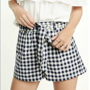 Express High Rise Navy Gingham Paperbag Shorts Size: 8 NWOT
